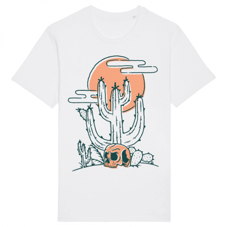 Tricouri Skull - Tricou Unisex Alb Cactus Skull