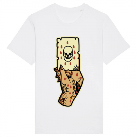 Tricouri Anime - Tricou Unisex Alb Dead Card