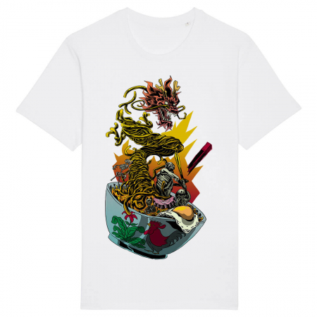 Tricouri Japoneze - Tricou Unisex Alb Death By Ramen
