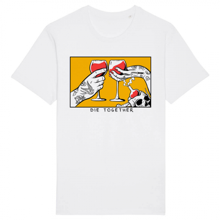 Tricouri Skull - Tricou Unisex Alb Die Together