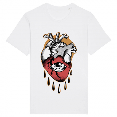 Tricouri Abstract - Tricou Unisex Alb Eye Heart