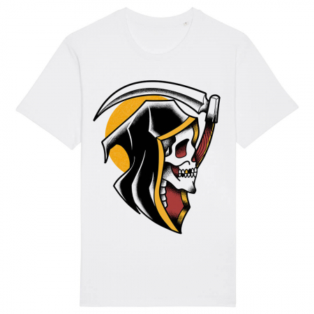 Tricouri Skull - Tricou Unisex Alb Grim Reaper