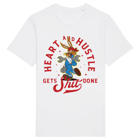 Tricouri Cu Mesaj - Tricou Unisex Alb Heart And Hustle