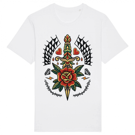 Tricouri Tattoo - Tricou Unisex Alb Rose Tattoo