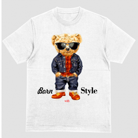 Tricouri Teddy - Tricou Unisex Alb Born With Style