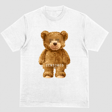 Tricouri Teddy - Tricou Alb Censored bear