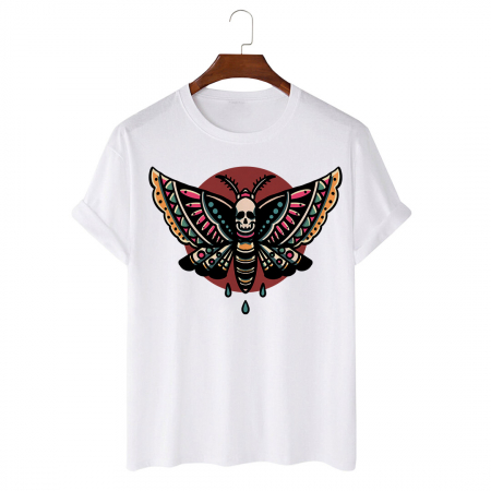 Tricouri Tattoo - Tricou Unisex Alb Death Butterfly