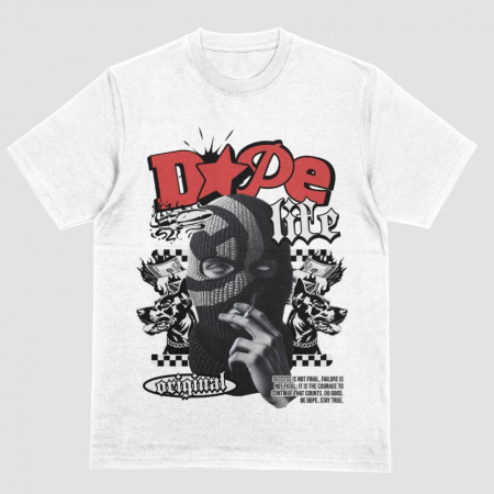 Barbati - Tricou Unisex Alb Streetwear Dope Life