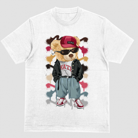 Tricouri Teddy - Tricou Unisex Alb Hip bear
