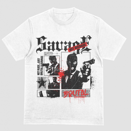 Tricouri Cu Mesaj - Tricou Unisex Alb Savage Not Average