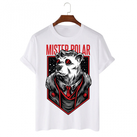 Tricouri Animale - Tricou Unisex Alb Mister Polar