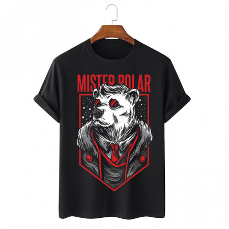 Tricouri Animale - Tricou Unisex Negru Mister Polar