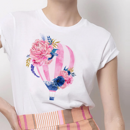 Tricouri Flori - Tricou Dama Alb Balloon Flower