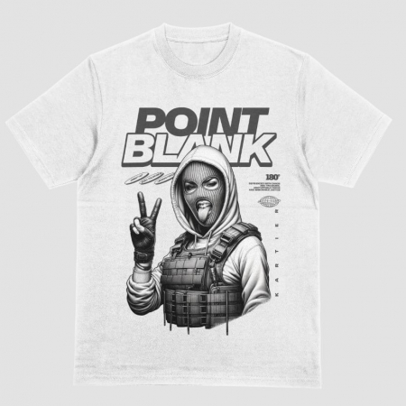 Barbati - Tricou Unisex Alb Streetwear Point Black
