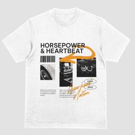 Barbati - Tricou Unisex  Alb Horsepower & Heartbeat