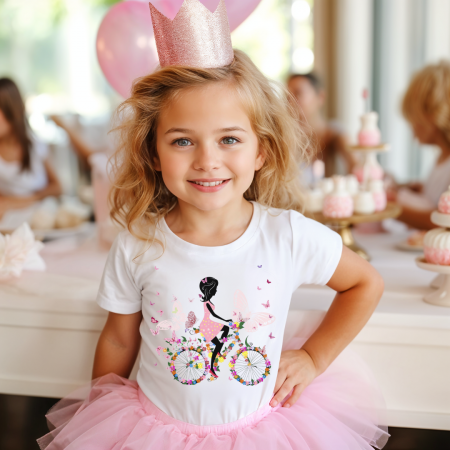 COPII - Tricou Copil Alb Flower Bicycle
