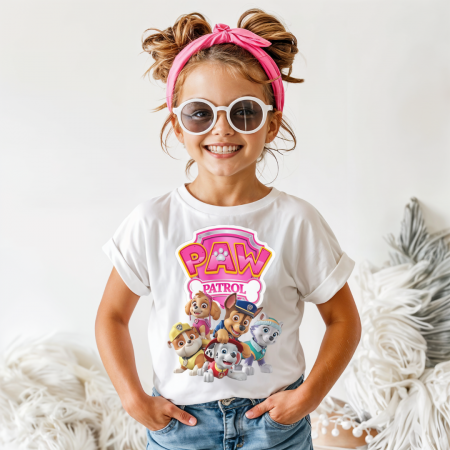 COPII - Tricou Copil Alb Pink Paw Patrol
