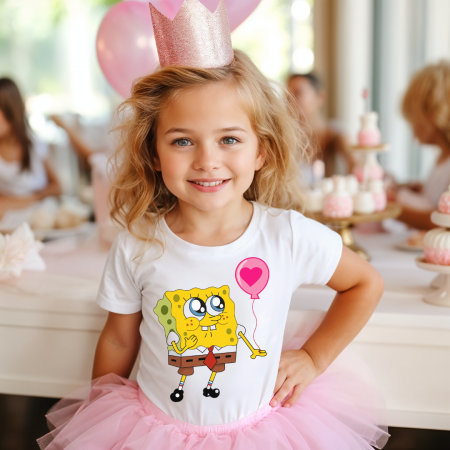 COPII - Tricou Copil Alb Spongebob Heart Balloon