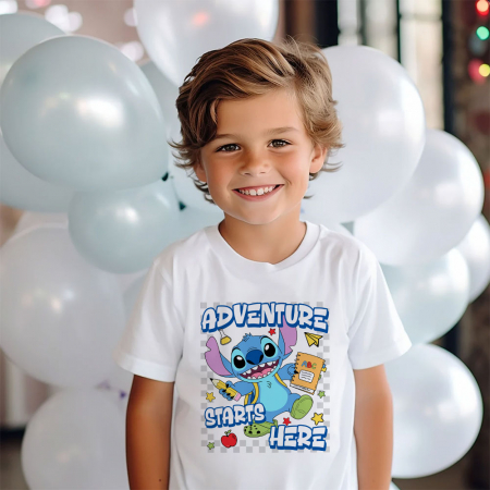 COPII - Tricou Copil Alb Adventure Starts Here
