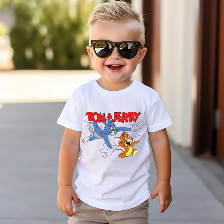 COPII - Tricou Copil Alb Tom chasing Jerry
