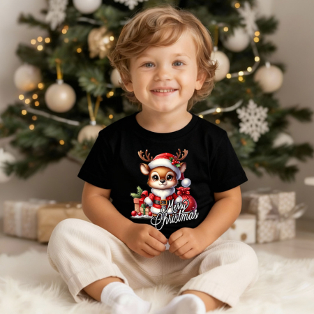 Tricouri X-mas - tricou copii little reindeer magic ren craciun negru