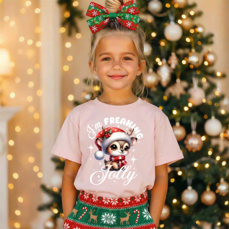 Tricouri X-mas - Tricou copil roz Im freaking jolly