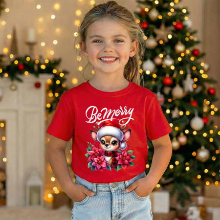 Tricouri X-mas - Tricou copil rosu Be merry