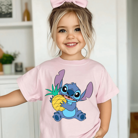 COPII - Tricou Copil Roz Stitch Pineapple