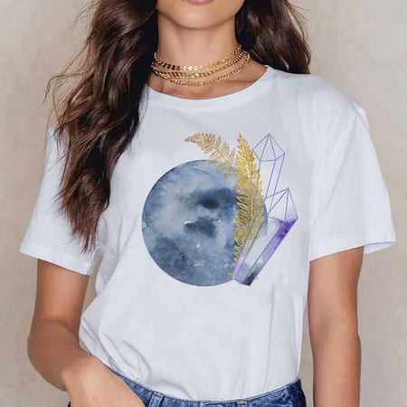 Tricouri Abstract - Tricou Dama Alb Cold Moon