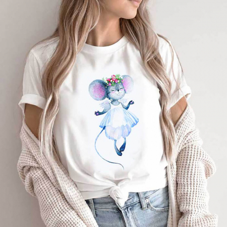 Femei - Tricou Dama Alb Angelic Mice
