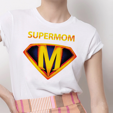 Tricouri Mom - Tricou Dama Alb SuperMom