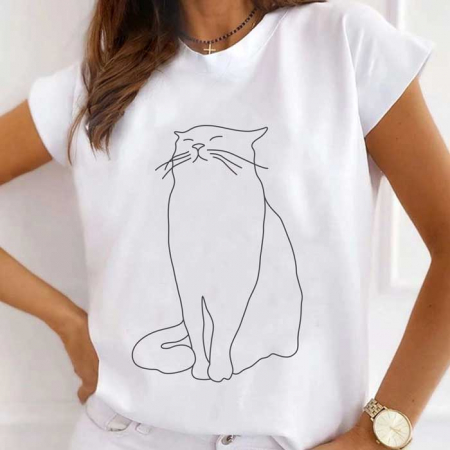 Femei - Tricou Dama Alb Ugly Cat