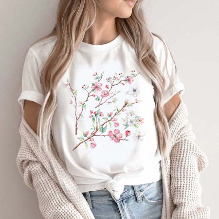 Tricouri Abstract - Tricou Dama Alb Branches