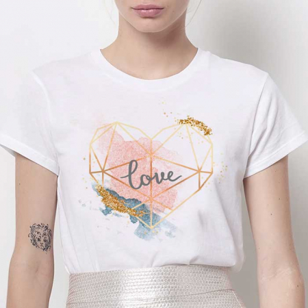 Tricouri Love - Tricou Dama Alb Abstract Love