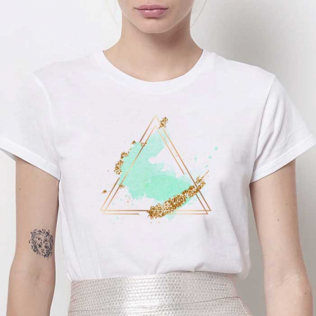 Tricouri Abstract - Tricou Dama Alb Abstract Green