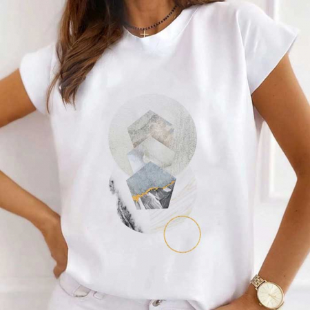 Tricouri Abstract - Tricou Dama Alb Abstract Winter