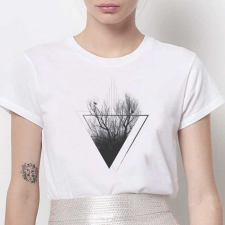Tricouri Abstract - Tricou Dama Alb Abstract Tree