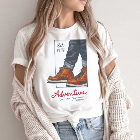 Femei - Tricou Dama Alb Adventure Just Say Outdoor