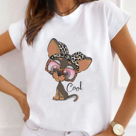 Femei - Tricou Dama Alb Cool Dog