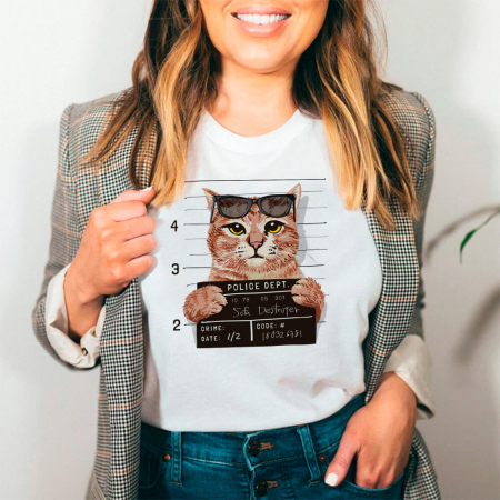 Femei - Tricou Dama Alb Bad Kitty