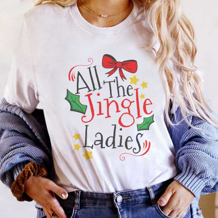 Tricouri X-mas - Tricou Dama Alb All The Jingle Ladies