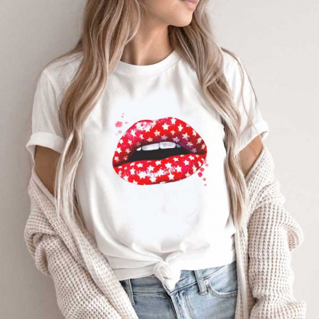Tricouri Lips - Tricou Dama Alb American Woman