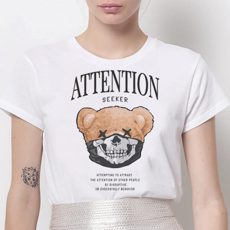 Tricouri Teddy - Tricou Dama Alb Attention Seeker