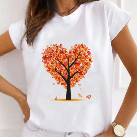 Femei - Tricou Dama Alb Autumn Tree