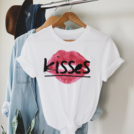 Tricouri Lips - Tricou Dama Alb Kisses