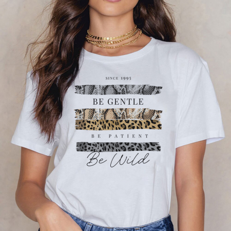 Femei - Tricou Dama Alb Be Wild