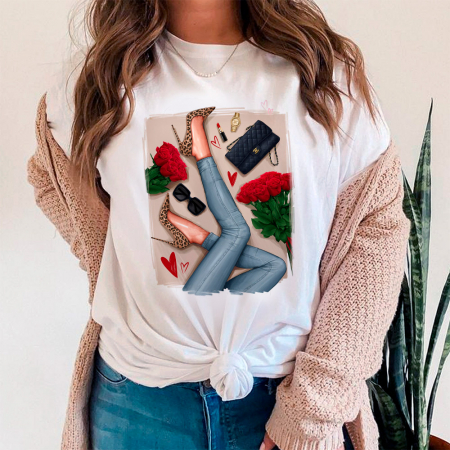 Tricouri Fashion - Tricou Dama Alb Denim style