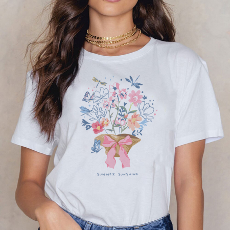 Tricouri Summer - Tricou Dama Alb Summer Sunshine