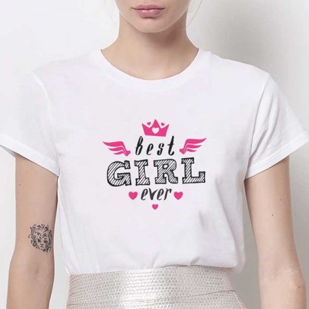Tricouri Beauty - Tricou Dama Alb Best girl ever