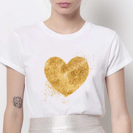 Femei - Tricou Dama Alb Golden Heart